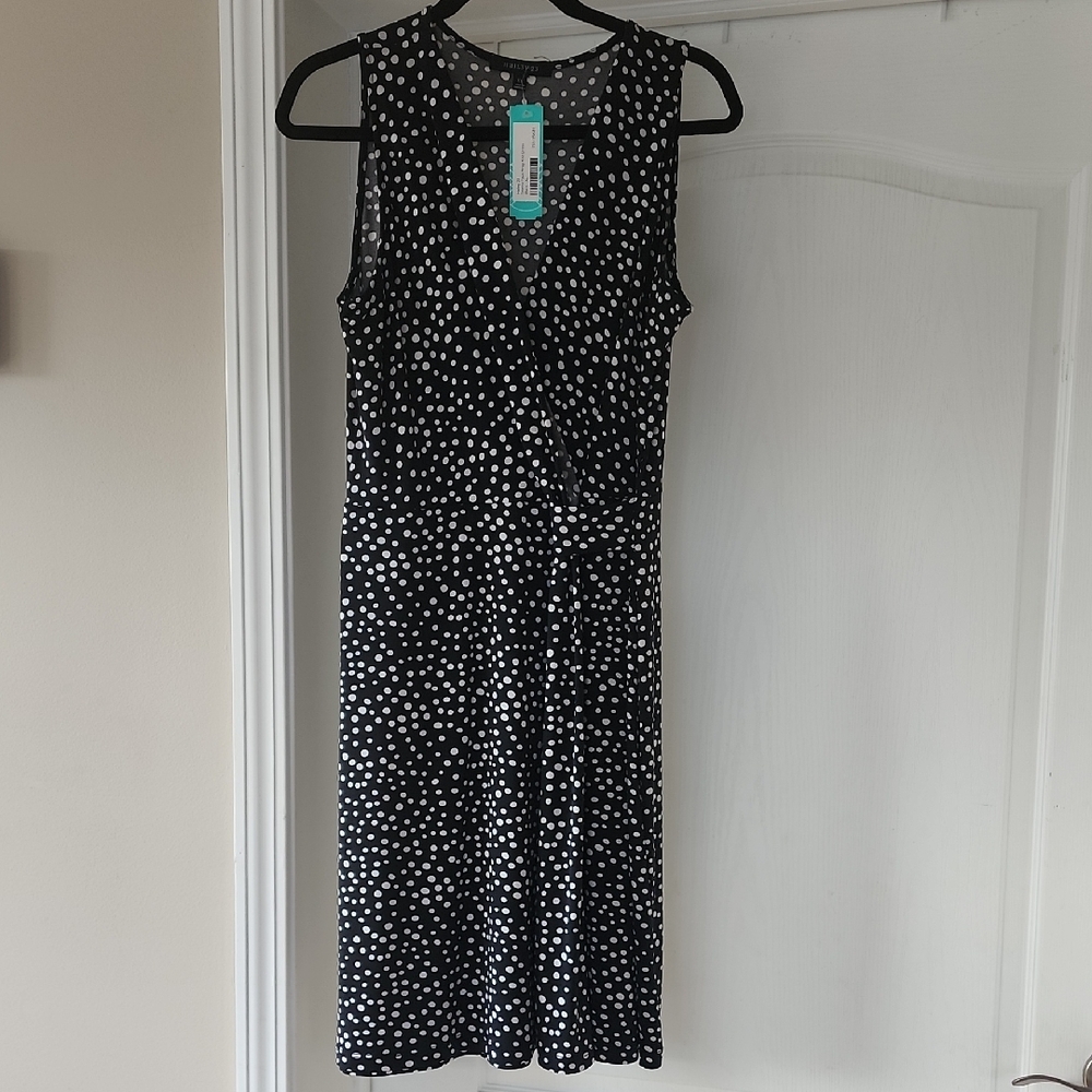 Stylish Black and White Polka Dot Midi Dress